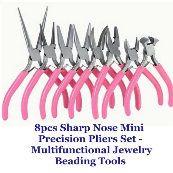 8pcs Pink Mini Jewelry Pliers Set - Picture 1 of 1